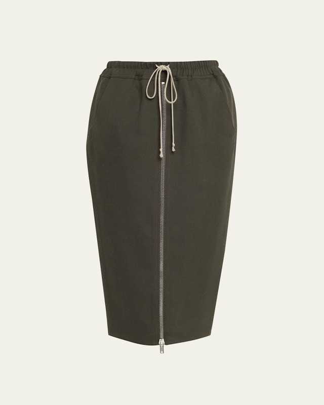 Zipped Drawstring Midi Pillar Skirt